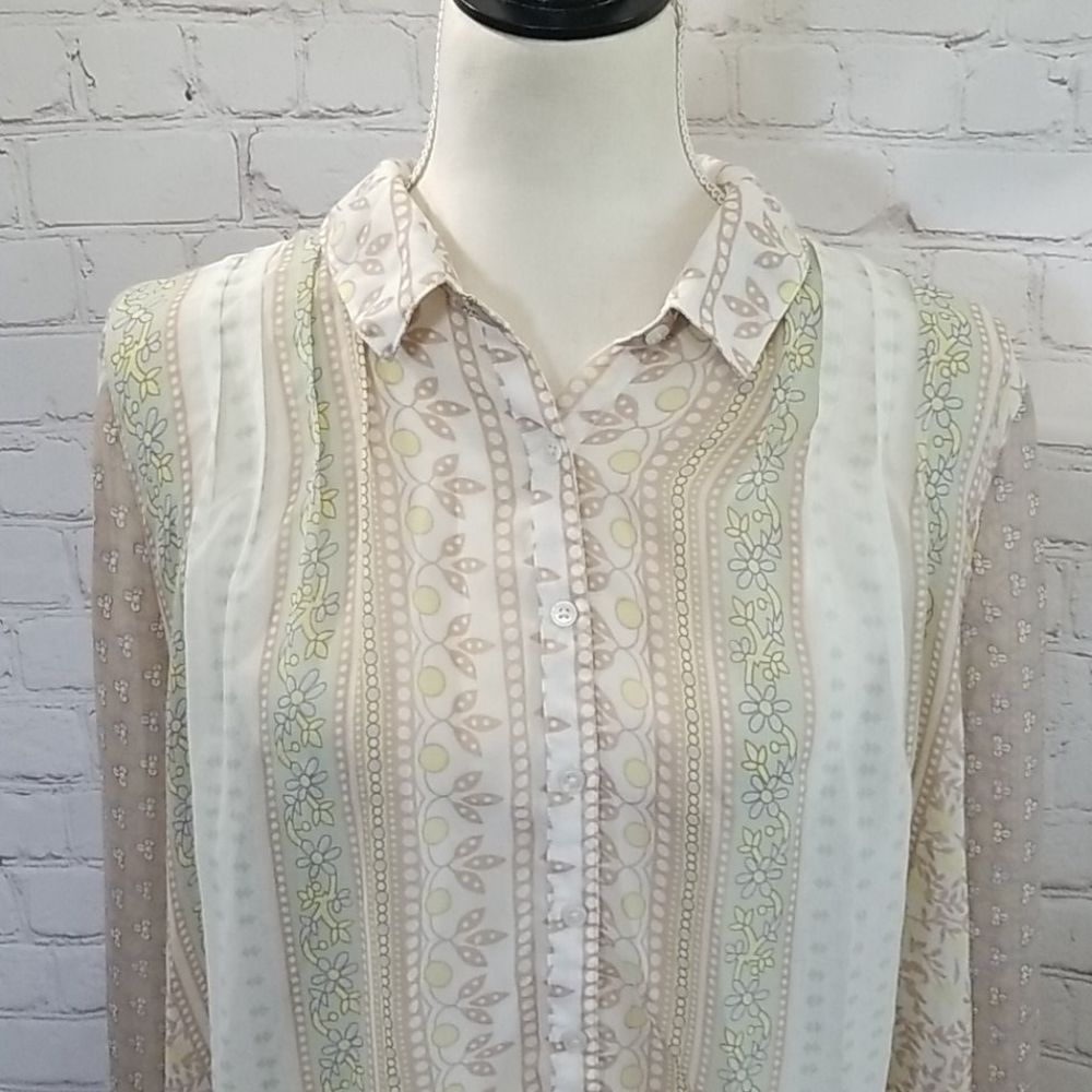 Free People Flowered High Low Blouse